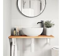 "Promotion décembre" Etagère de lavabo murale - acier et acacia - miroir de salle de bain LL1393