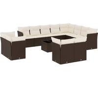 "Promotion d'hiver" Ensemble de 13 canapés de jardin avec coussins Marron Poly rotin - Salon de jardin CC8968