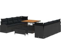 "Promotion d'hiver" Ensemble de canapé de jardin avec coussin avec mémoire 11 pcs Noir - Canapés de jardin CC14104