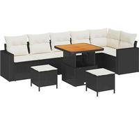 "Promotion d'hiver" Ensemble de canapé de jardin avec coussin avec mémoire 9 pcs noir et crème - Canapés de jardin CC14058