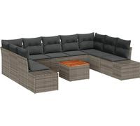 "Promotion d'hiver" Ensemble de canapé de jardin avec coussins 10 pcs Gris Poly rotin - Ensemble de salon de jardin CC13297