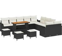 "Promotion d'hiver" Ensemble de canapés de jardin avec coussins avec coussins 14 pcs noir et crème - Canapés de jardin CC14101