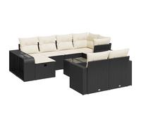 "Promotion d'hiver" Ensemble de salon de jardin 11 pièces avec coussins Noir Poly Rotin - Salon de jardin CC12640