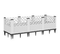 "Promotion d'hiver" Jardinière avec piquets Blanc 123,5x43,5x43,5 cm PP - Massifs CC16146