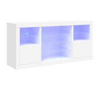 |Promotion Févr""Organisateur Éclairage LED - Buffet avec lumières LED - Armoire Vaisselier - Pour maison - blanc 142,5x37x67 cm |FR8