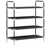 |Promotion Févr""Range-chaussures - Black Month - Étagère De Rangement - pour couloir - avec 4 étagères Métal et Tissu non tissé Noir