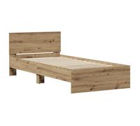 PROMOTION Lit 1 personnes - Cadre de lit sans matelas - avec tête de lit en chêne artisan 75x190 cm 32839 - BestMeuble