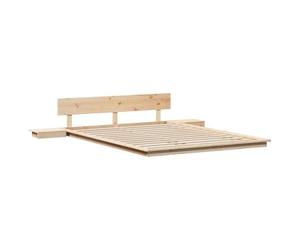 PROMOTION Lit 2 personnes - Cadre de lit - avec tables de nuit 140x200cm - Bois massif 48641 - BestMeuble