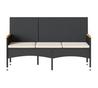""Promotion mars"" * Banc de jardin (1/2 PLACES) - Banquette pour jardin - anticorrosion - à 3 places avec coussins noir résine tressé