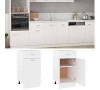 Promotion Noël）Élément Bas de Cuisine - Porte pratique - Armoire à tiroirs ""Lyon"" Blanc 40x46x81,5cm - bois d'ingénierie 02_240110
