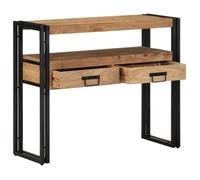 PROMOTION Table console - Scandinave - Noir 90x33x75 cm - Bois d'Acacia Massif et Métal 90571 - BestMeuble