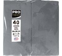 Pronappe 30x 40 serviettes micro gaufrées ouate 2 plis pliées 1/8 Gris SV623930I