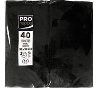 Pronappe 30x 40 serviettes micro gaufrées ouate 2 plis pliées 1/8 Noir SV623981I