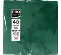 Pronappe 30x 40 serviettes ouate 2 plis pliées 1/8 Vert sapin SV623907I