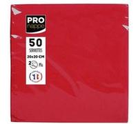 Paquet de 50 serviettes cocktail micro-gaufrées ouate 2 plis - 20x20 cm - Rouge
