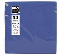 Generique Serviettes jetables micro-gaufrées ouate 2 plis 38 x 38 cm Bleu marine Pack de 40