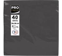 Paquet de 40 serviettes micro-gaufrées ouate 2 plis - 38x38 cm - Noir