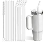 PROOCI Lot de 10 Paille de Remplacement de 31 cm pour Gobelets Stanley et Yeti 30-40 oz Cup, Longues Pailles Réutilisables en Plastique Tritan Qualité Alimentaire avec Brosse de Nettoyage, Transparent