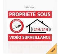 Propriété sous vidéo surveillance panneau signalisation sécurité alarme - Adhésif - 105 x 75 mm