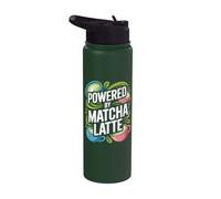 Propulsé par Matcha Latte Whimsical Cup Art Stainless Steel Insulated Water Bottle