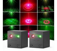 Propulsion Life 2PCS Mini Lampe de Scène Batterie, R/G Lumière Disco avec 64 Effets Lumineux Dynamiques et Son Activé, Rechargeable par Type-C, Jeux de Lumiere pour Soirées Anniversaire Noël Mariage