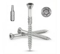 PRORAJE Vis de terrasse INOX A2 : 5x60 mm tête fraisée réduite TORX Ø 5 x 60mm | Vis à bois 60 mm terrasses/planches/bardages | Acier Inoxydable A2 (V2A/304) | 2 embouts inclus : LOT DE 400 Pcs