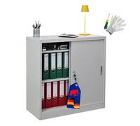 PROREGAL Armoire à dossiers Elephant avec Portes coulissantes | HxLxP 90x90x40cm | 2 étagères | Gris Clair