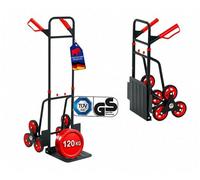 PROREGAL Chariot Diable Professionnel Taurus 120 Pliable & Extensible 113x3x57 cm | Capacité 120 kg | Acier avec pneus gonflables, poignées de Maintien & protège-Roues | Rouge-Noir5