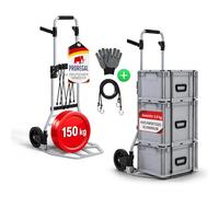 PROREGAL Diable Pliable Elephant | HxLxP 115x50x53cm | Capacité de Charge 150kg | Cadre en Aluminium, poignées ergonomiques, Roues en Caoutchouc TRR | Argent
