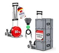 PROREGAL Diable Pliable pour escaliers Elephant | HxLxP 110x45x48cm | Capacité de Charge 70kg | Cadre en Aluminium, poignées ergonomiques, Roues en Caoutchouc TRR | Argent