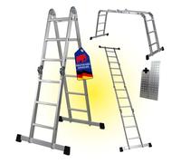 PROREGAL Échelle Multifonction MULTISTEP avec Plateforme, Aluminium en 4 Parties, 4x3 échelons, 3,6 m de Hauteur, Capacité de Charge 150kg, Echafaudage