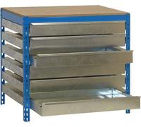 PROREGAL Etabli BUFFALO avec tiroirs | hxlxp 84x150x76cm | Charge admissible 600kg | Bleu