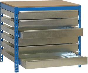 PROREGAL Etabli BUFFALO avec tiroirs | hxlxp 84x150x76cm | Charge admissible 600kg | Bleu
