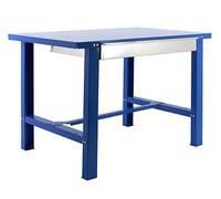 PROREGAL Etabli BUFFALO METAL avec tiroir | HxLxP 83x180x73cm | Charge admissible 600kg | Bleu