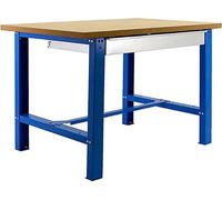 PROREGAL Établi BUFFALO WOOD avec tiroir | HxLxP 87x150x75cm | Charge admissible 600kg | Bleu