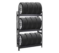PROREGAL Étagère à pneus Dino | HxLxP 180x120x50cm | 3 Niveaux | Charge Max. 450kg | jusqu'à 12 pneus | Noir | Porte-Pneu, Rayonnage, Stockage, Rangement de pneus | Atelier & Garage