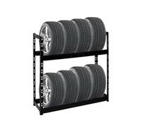 PROREGAL Étagère à pneus Tiger | HxLxP 100x110x35cm | Charge Max. 150kg | Jusqu'à 8 pneus | 2 Niveaux | Noir | Porte-Pneu, Rack à pneus, rayonnage, Stockage, Rangement, Support, Atelier, Garage