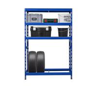 PROREGAL Étagère à pneus Tiger | HxLxP 180x120x40 cm | jusqu'à 6 pneus sur 1 Niveau + 3 rangements | Bleu