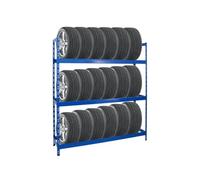 PROREGAL Étagère à pneus Tiger XL | HxLxP 200x180x45cm | Charge Max. 300kg | Jusqu'à 21 pneus | Bleu | Porte-Pneu, Rack à pneus, rayonnage, Stockage, Rangement, Support, Atelier, Garage