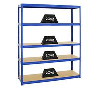PROREGAL Étagère Charge Lourde Giant Elephant | HxLxP 180x150x45cm | 200kg par Niveau | Bleu | Étagère Robuste de Garage, Atelier, Cave, sous-Sol, Stockage, Rangement