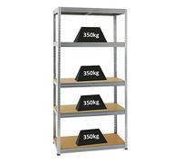 PROREGAL Étagère Charge Lourde Slim Elephant S | HxLxP 180x90x45cm | 5 Niveaux | 350kg par Niveau | Galvanisé | Étagère Robuste de Garage, Atelier, Cave, sous-Sol, Stockage, Rangement, Rayonnage