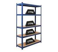 PROREGAL Etagère Robuste Ragnar | HxlxP 180x120x40cm | Charge Totale de 875kg | Bleu | Étagère de Cave, étagère enfichable