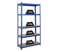 PROREGAL Etagère Robuste Ragnar | HxLxP 180x90x40cm | Charge Totale de 875kg | Bleu | Étagère de Garage, étagère de Cave