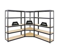PROREGAL Mega Deal 1x Étagère d'angle + 2X Étagère Charge Lourde BIG Elephant S | Noir | Lot d'étagères Robustes de Garage, Atelier, Cave, sous-Sol, Stockage, Rangement, Rayonnage