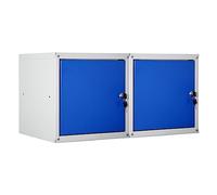 PROREGAL Mega Deal 2X Casier métallique verouillable Cubic | HxLxP 35x35x35cm | Gris/Bleu | Armoire à casier Cube, Consigne Polyvalente, vestiaire, Placard en métal
