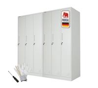 PROREGAL Mega Deal 2X Casier vestiaire Metallique Elephant 3 casiers avec Barre de Penderie HxLxP 180x90x50cm Gris Clair Armoire vestiaire Métallique