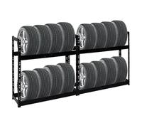 PROREGAL Mega Deal 2X Étagère à pneus Tiger | HxLxP 100x110x35cm | Charge Max. 150kg | Jusqu'à 16 pneus | 2 Niveaux | Noir | Porte-Pneu, Rack à pneus, rayonnage, Stockage, Rangement, Support, Atelier