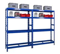 PROREGAL Mega Deal | 2X Étagère à pneus Tiger | HxLxP 180x120x40 cm | jusqu'à 12 pneus sur 2 Niveaux | avec 2 étagères | Bleu