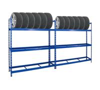 PROREGAL Mega Deal 2X Étagère à pneus Tiger XL | HxLxP 200x180x45cm | Charge Max. 300kg | Jusqu'à 42 pneus | Bleu | Porte-Pneu, Rack à pneus, rayonnage, Stockage, Rangement, Support, Atelier, Garage