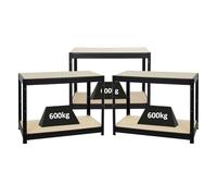 PROREGAL Mega Deal 3X Etabli Dino réglable en Hauteur | HxLxP 90x120x60cm | Capacité de Charge 600kg | Noir | Etabli d’Atelier, Table de Travail & Bricolage
